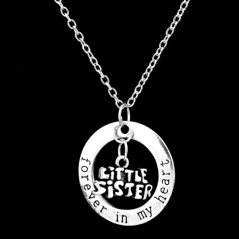 Wholesale Mother's Day Alloy Engraved Forever in Heart Pendant Necklace